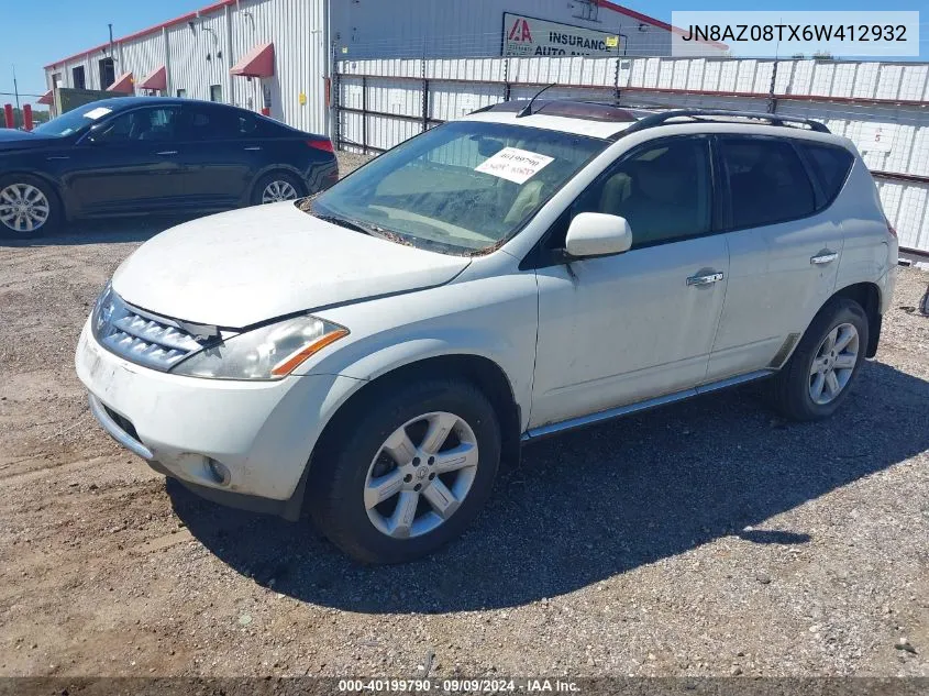 2006 Nissan Murano Sl VIN: JN8AZ08TX6W412932 Lot: 40199790