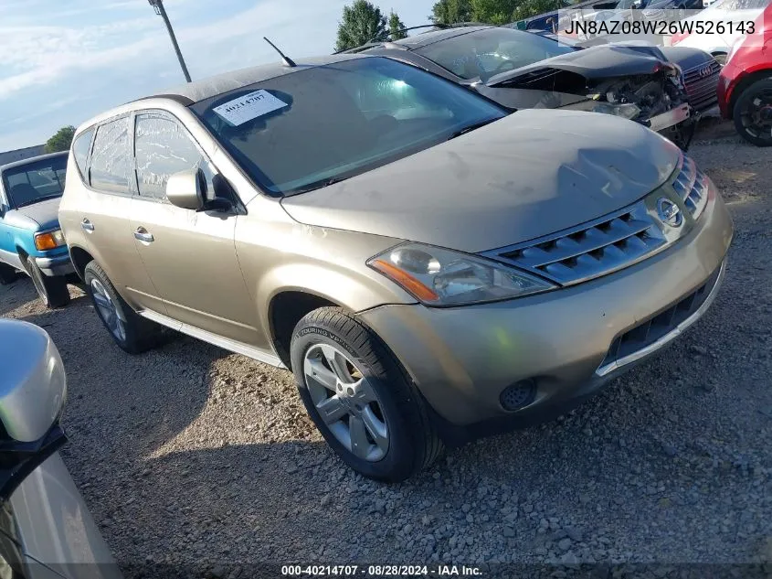 2006 Nissan Murano S VIN: JN8AZ08W26W526143 Lot: 40214707