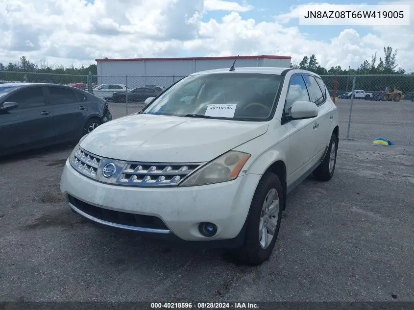 2006 Nissan Murano S VIN: JN8AZ08T66W419005 Lot: 40218596