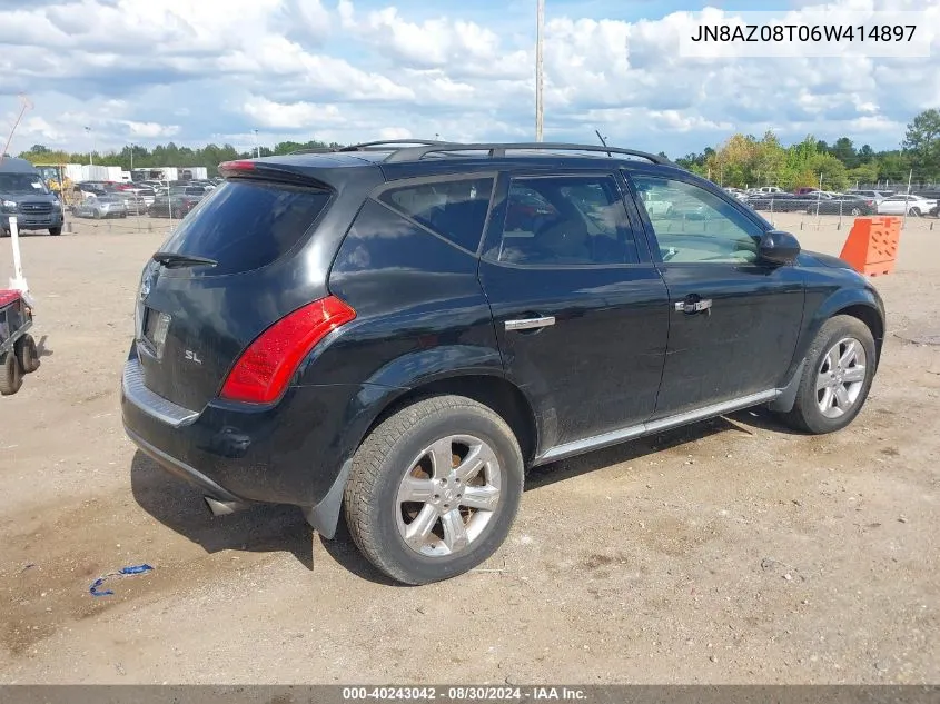 2006 Nissan Murano Sl VIN: JN8AZ08T06W414897 Lot: 40243042