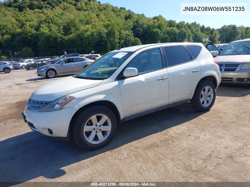 2006 Nissan Murano S VIN: JN8AZ08W06W551235 Lot: 40273298