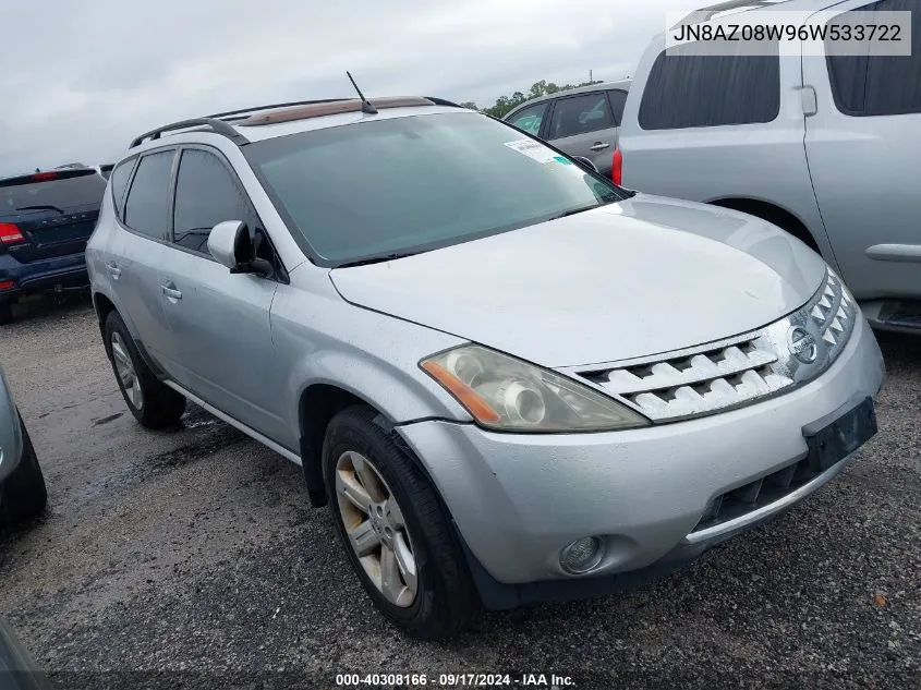 2006 Nissan Murano Sl VIN: JN8AZ08W96W533722 Lot: 40308166