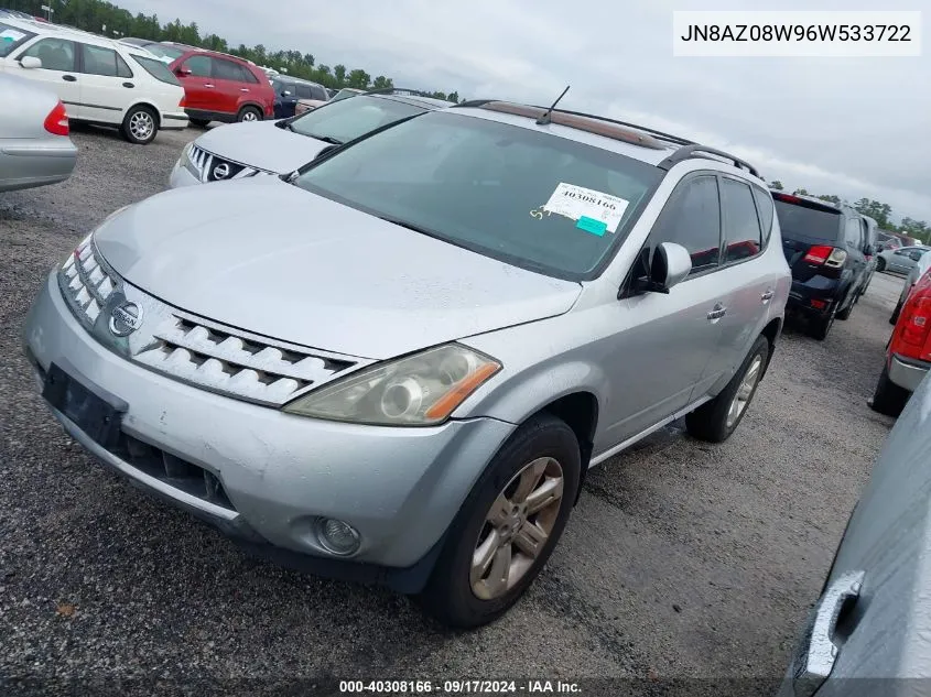 2006 Nissan Murano Sl VIN: JN8AZ08W96W533722 Lot: 40308166