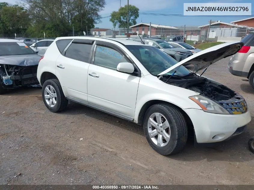 2006 Nissan Murano S VIN: JN8AZ08W46W502796 Lot: 40358950