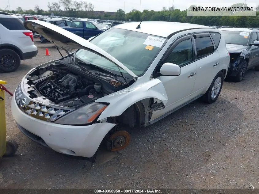 2006 Nissan Murano S VIN: JN8AZ08W46W502796 Lot: 40358950