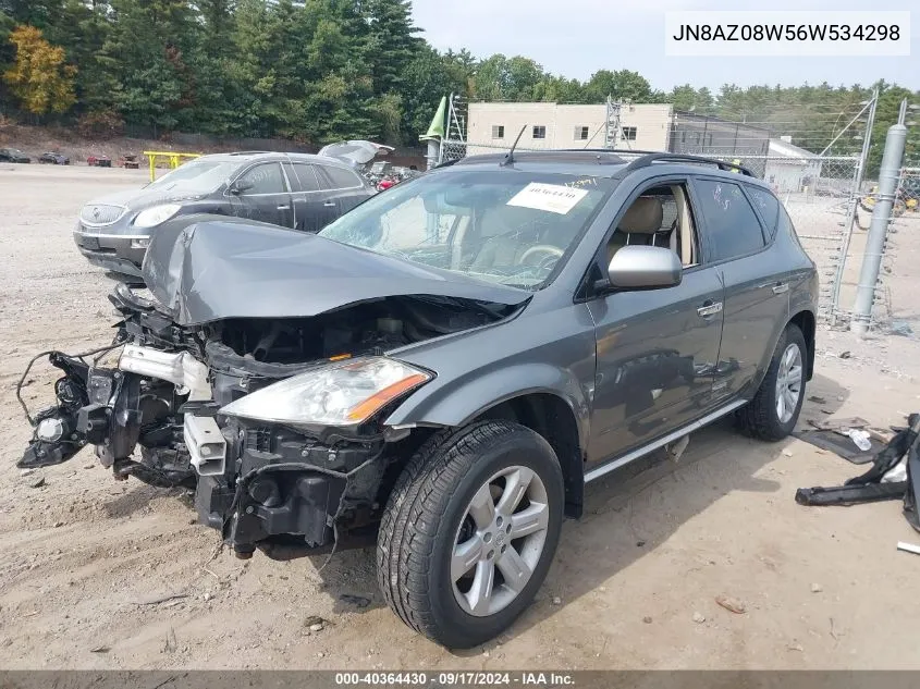 2006 Nissan Murano Sl VIN: JN8AZ08W56W534298 Lot: 40364430