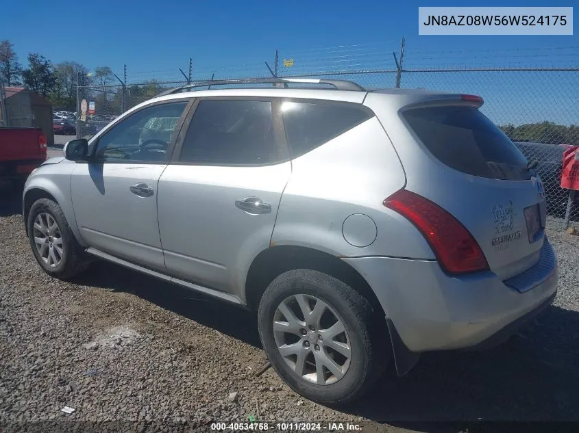 2006 Nissan Murano S VIN: JN8AZ08W56W524175 Lot: 40534758