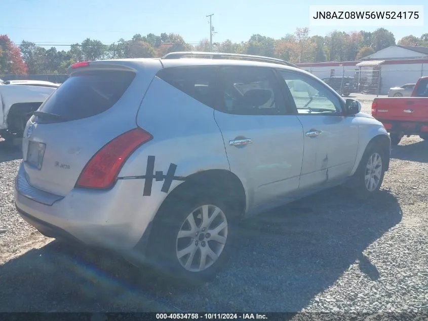 2006 Nissan Murano S VIN: JN8AZ08W56W524175 Lot: 40534758