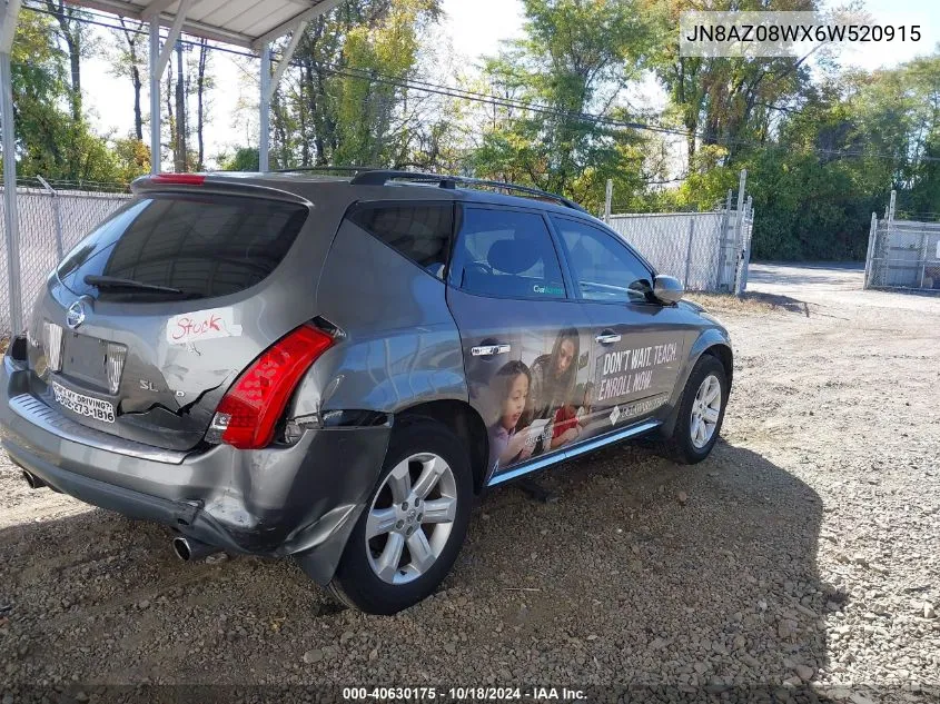 JN8AZ08WX6W520915 2006 Nissan Murano Sl