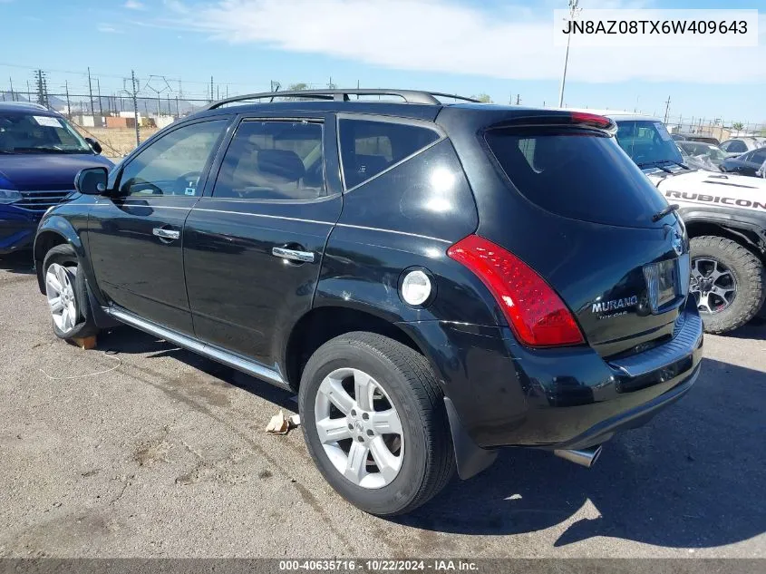 2006 Nissan Murano Sl VIN: JN8AZ08TX6W409643 Lot: 40635716