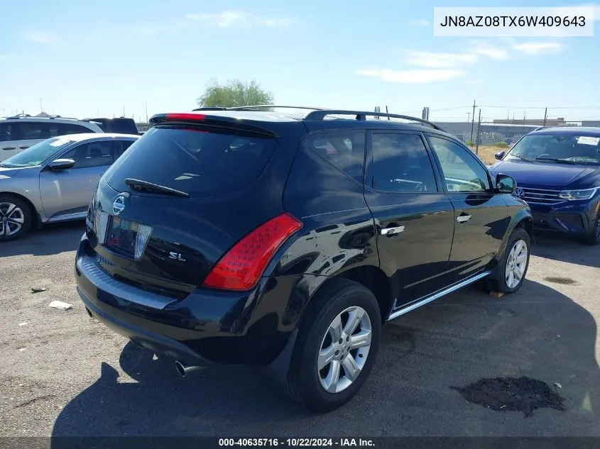 2006 Nissan Murano Sl VIN: JN8AZ08TX6W409643 Lot: 40635716