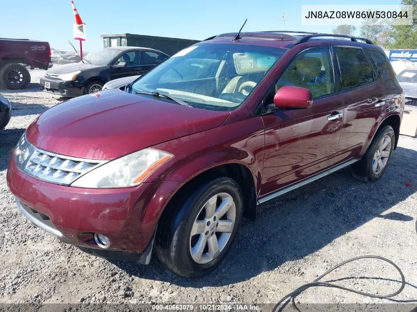 2006 Nissan Murano Sl VIN: JN8AZ08W86W530844 Lot: 40663079