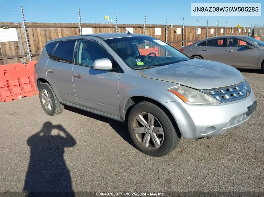 2006 Nissan Murano S VIN: JN8AZ08W56W505285 Lot: 40703977