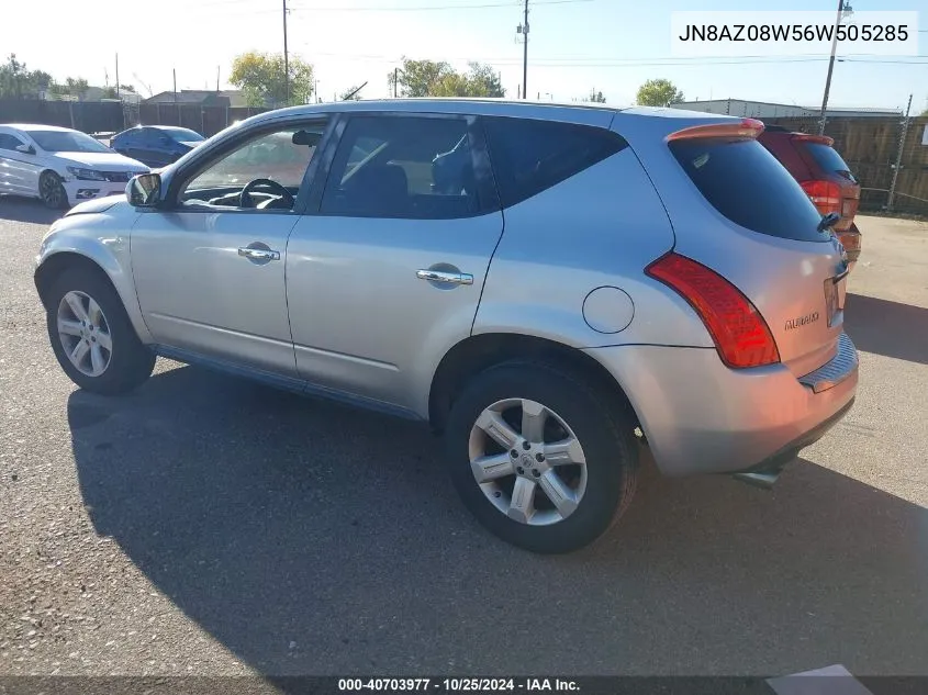 2006 Nissan Murano S VIN: JN8AZ08W56W505285 Lot: 40703977