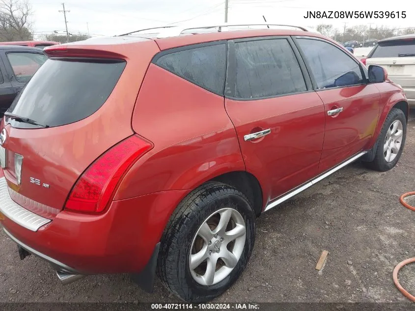 2006 Nissan Murano Se VIN: JN8AZ08W56W539615 Lot: 40721114