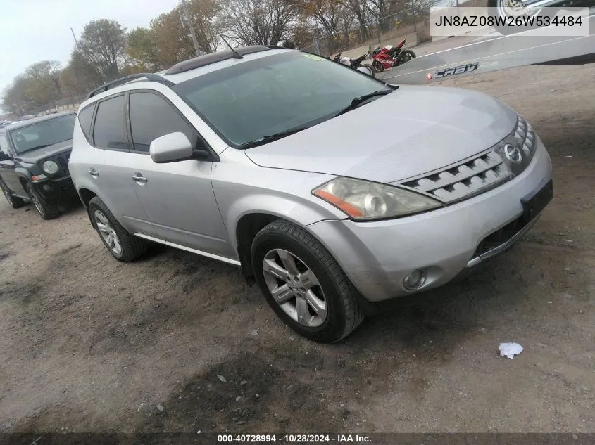 2006 Nissan Murano Sl VIN: JN8AZ08W26W534484 Lot: 40728994