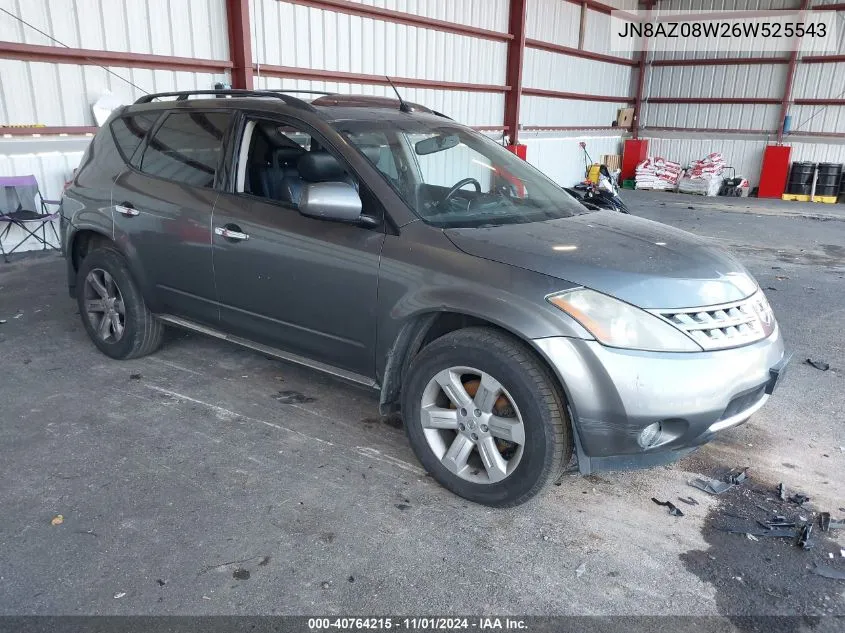 2006 Nissan Murano Sl VIN: JN8AZ08W26W525543 Lot: 40764215