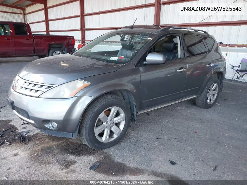 2006 Nissan Murano Sl VIN: JN8AZ08W26W525543 Lot: 40764215