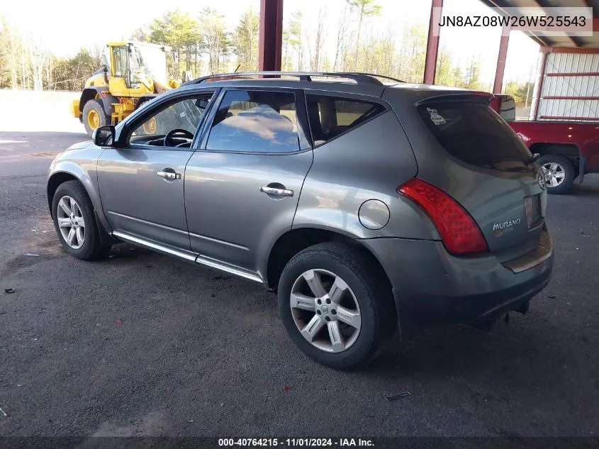 2006 Nissan Murano Sl VIN: JN8AZ08W26W525543 Lot: 40764215