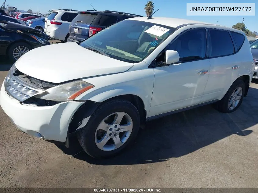 2006 Nissan Murano S VIN: JN8AZ08T06W427472 Lot: 40787331