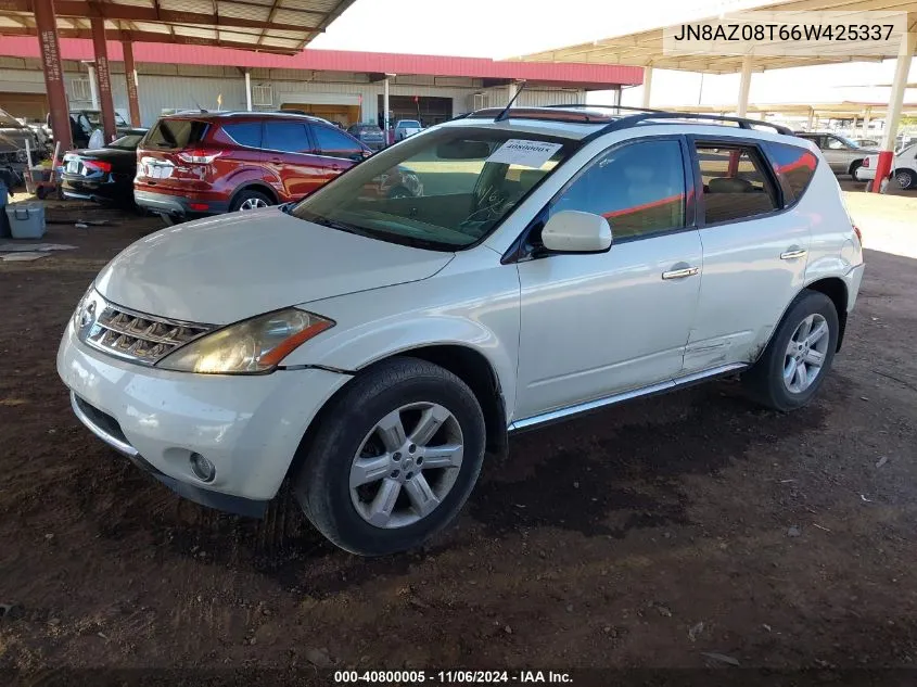 2006 Nissan Murano Sl VIN: JN8AZ08T66W425337 Lot: 40800005