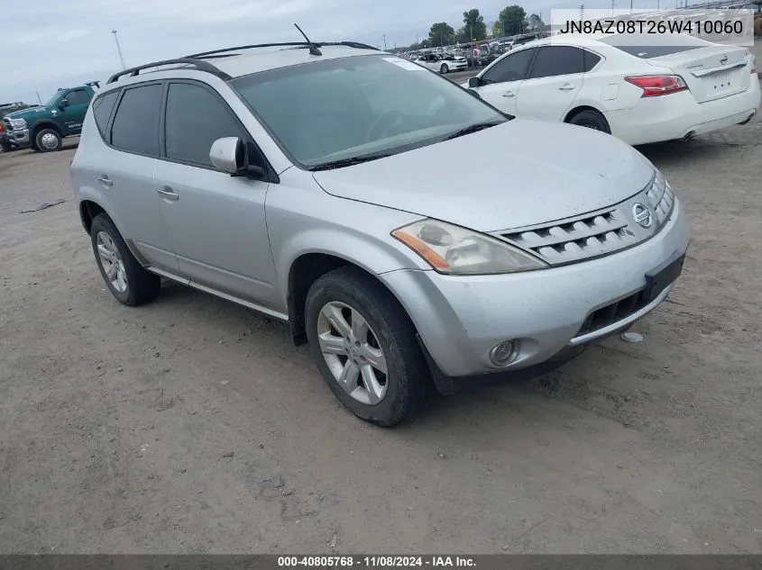 2006 Nissan Murano Sl VIN: JN8AZ08T26W410060 Lot: 40805768