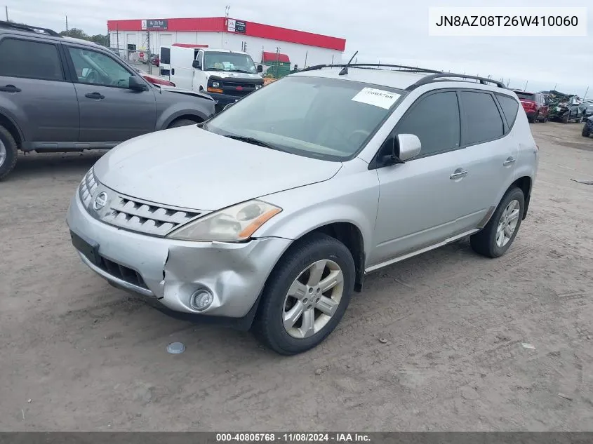 2006 Nissan Murano Sl VIN: JN8AZ08T26W410060 Lot: 40805768