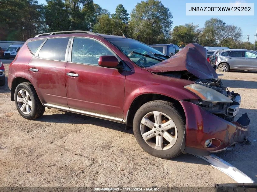 2006 Nissan Murano Sl VIN: JN8AZ08TX6W429262 Lot: 40864849