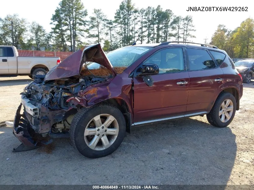 2006 Nissan Murano Sl VIN: JN8AZ08TX6W429262 Lot: 40864849