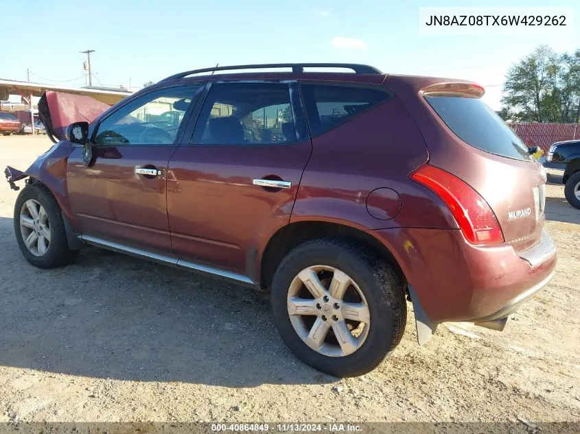 2006 Nissan Murano Sl VIN: JN8AZ08TX6W429262 Lot: 40864849