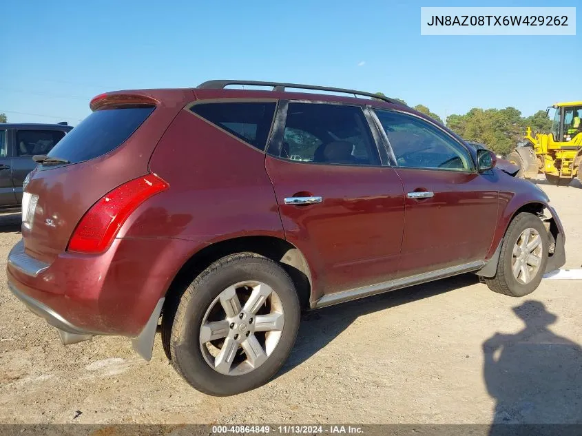 2006 Nissan Murano Sl VIN: JN8AZ08TX6W429262 Lot: 40864849