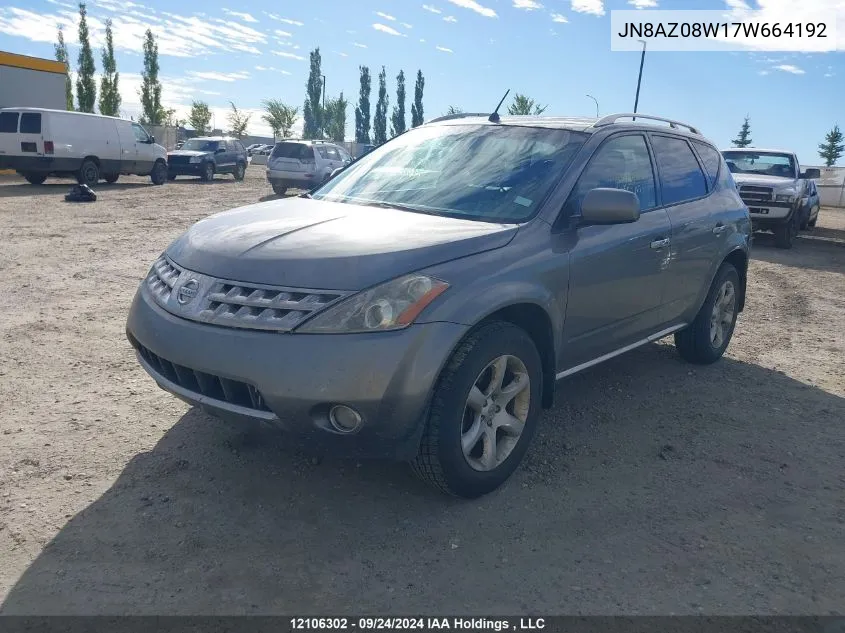 JN8AZ08W17W664192 2007 Nissan Murano Sl/Se/S