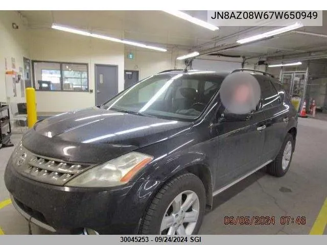 JN8AZ08W67W650949 2007 Nissan Murano Sl/Se/S