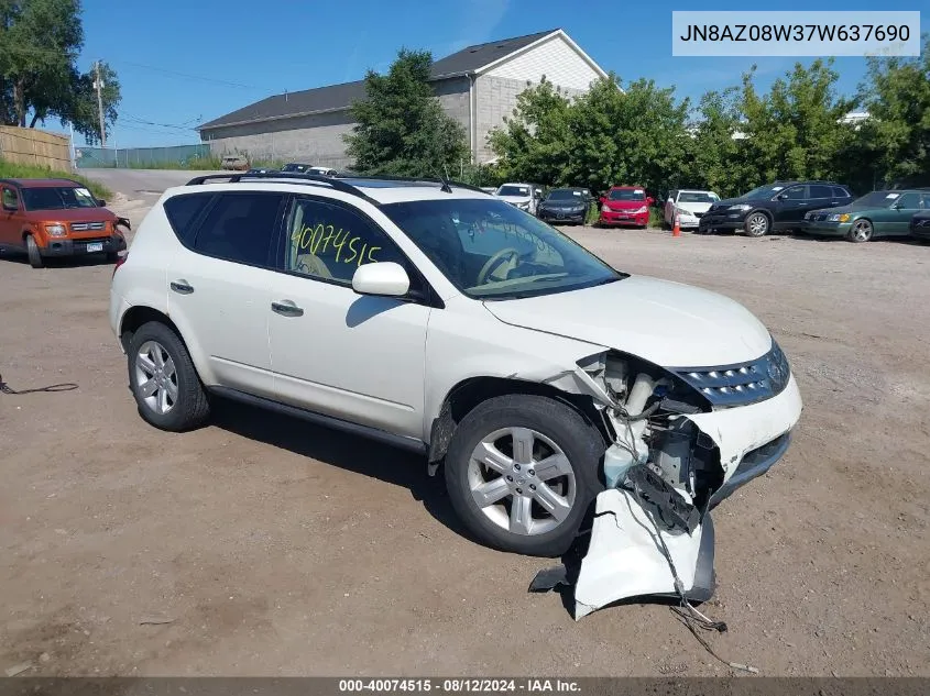 2007 Nissan Murano S VIN: JN8AZ08W37W637690 Lot: 40074515