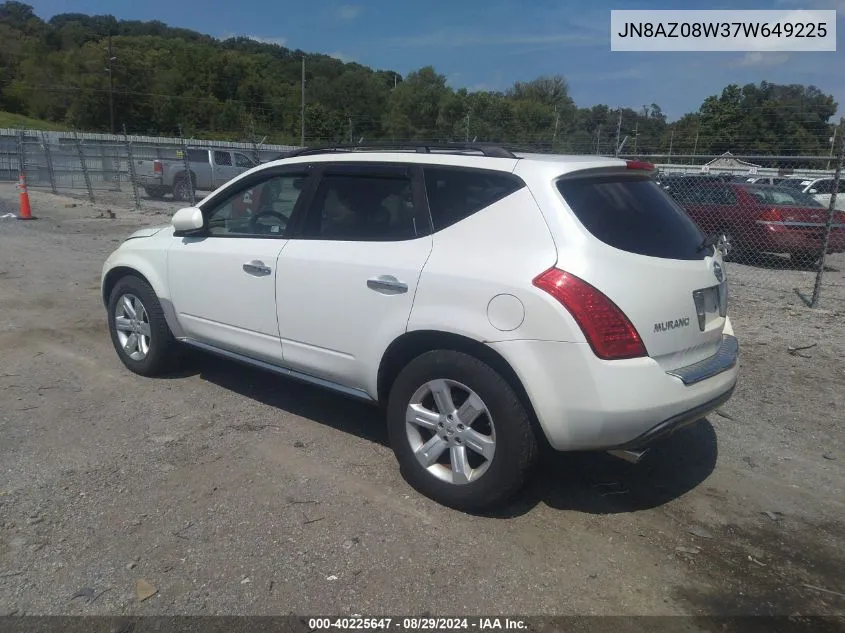 2007 Nissan Murano Sl VIN: JN8AZ08W37W649225 Lot: 40225647