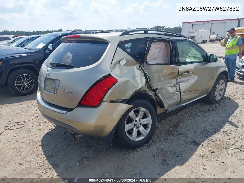 2007 Nissan Murano Sl VIN: JN8AZ08W27W627832 Lot: 40244941