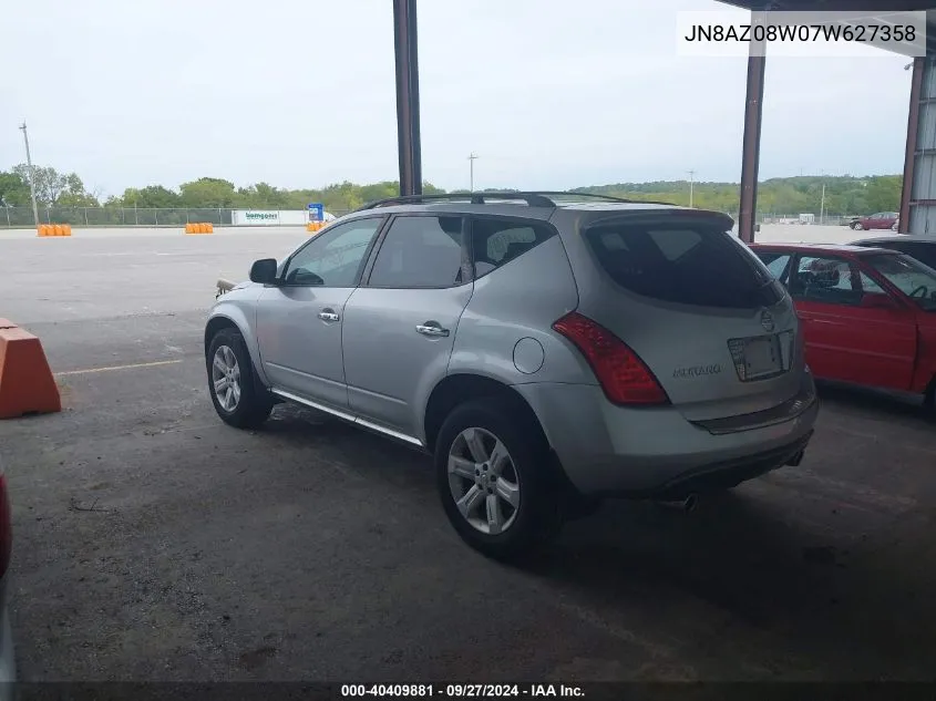 2007 Nissan Murano Sl VIN: JN8AZ08W07W627358 Lot: 40409881