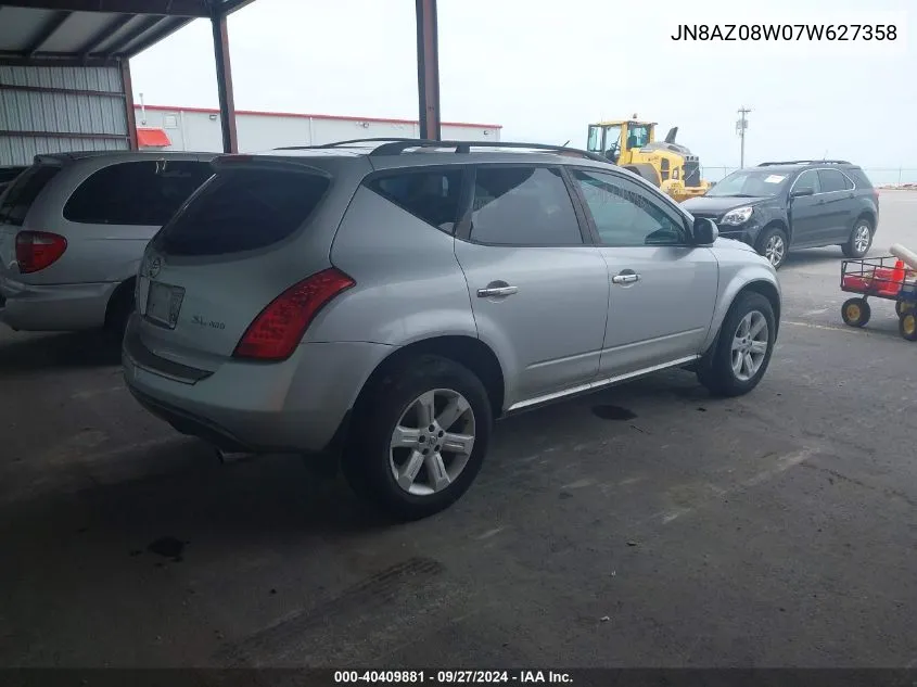 2007 Nissan Murano Sl VIN: JN8AZ08W07W627358 Lot: 40409881