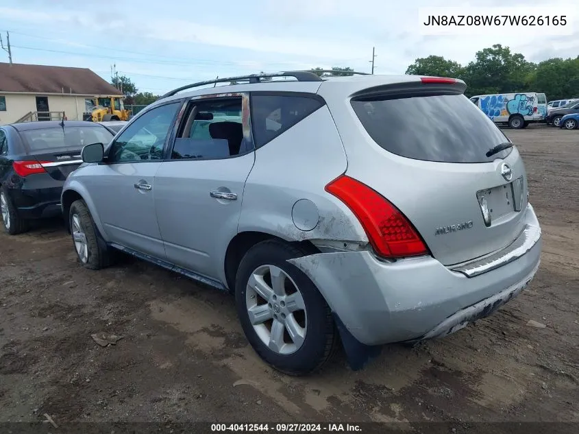 2007 Nissan Murano S VIN: JN8AZ08W67W626165 Lot: 40412544