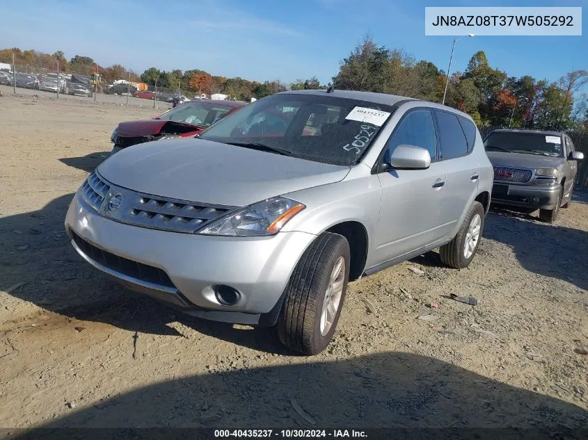 2007 Nissan Murano S VIN: JN8AZ08T37W505292 Lot: 40435237