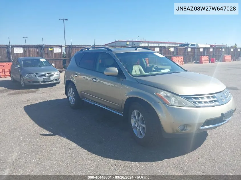 JN8AZ08W27W647028 2007 Nissan Murano Sl