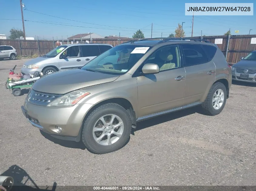 JN8AZ08W27W647028 2007 Nissan Murano Sl