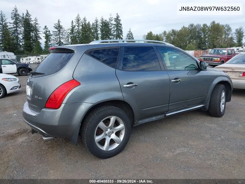 JN8AZ08W97W632560 2007 Nissan Murano Se