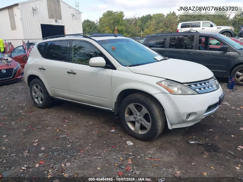 2007 Nissan Murano Sl/Se/S VIN: JN8AZ08W07W653720 Lot: 40494995