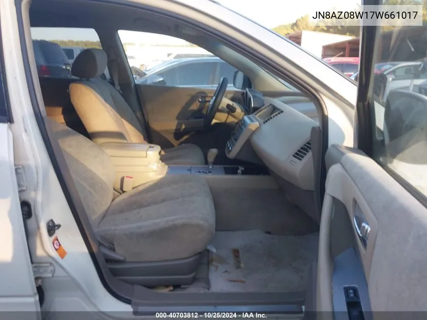 JN8AZ08W17W661017 2007 Nissan Murano S