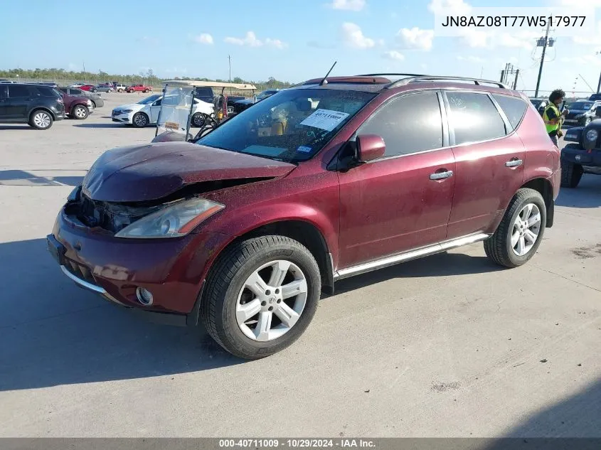 2007 Nissan Murano Sl VIN: JN8AZ08T77W517977 Lot: 40711009