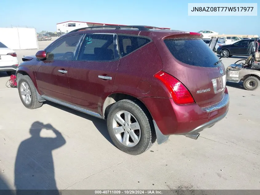 2007 Nissan Murano Sl VIN: JN8AZ08T77W517977 Lot: 40711009