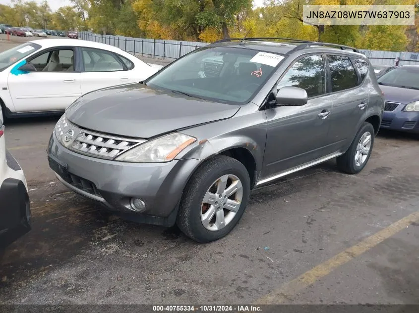 2007 Nissan Murano Sl VIN: JN8AZ08W57W637903 Lot: 40755334