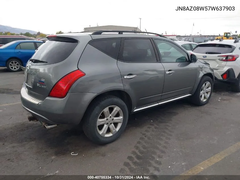 2007 Nissan Murano Sl VIN: JN8AZ08W57W637903 Lot: 40755334