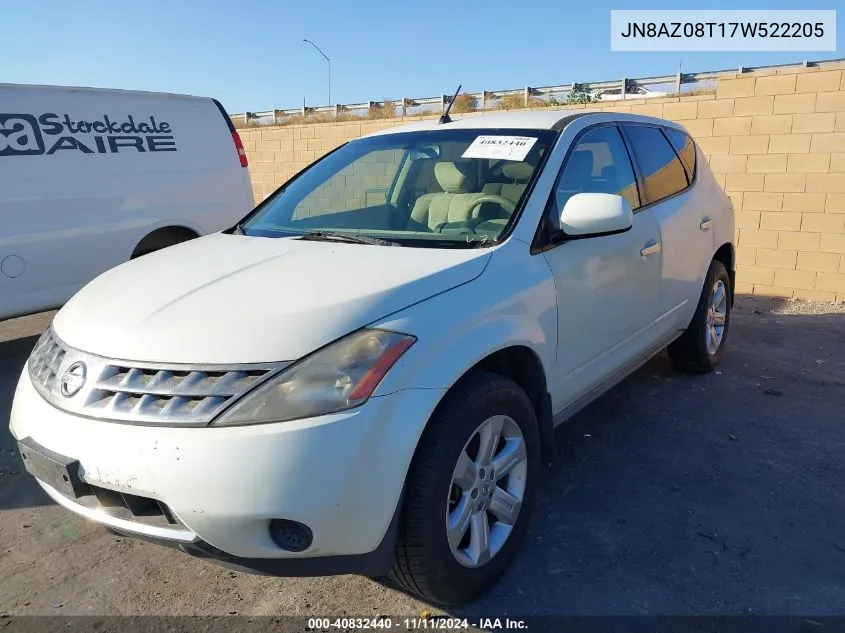 2007 Nissan Murano S VIN: JN8AZ08T17W522205 Lot: 40832440